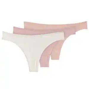 3 Damen Strings in verschiedenen Farben BEIGE / ROSA / CREME