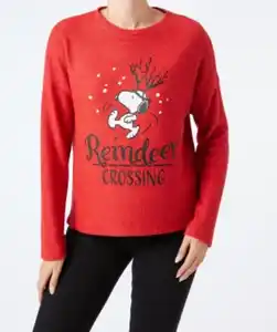 Snoopy Pullover Weihnachten, Rundhalsausschnitt, rot