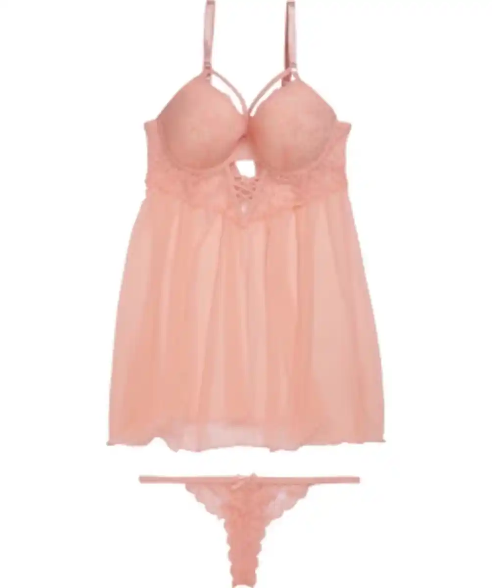 Bild 1 von Babydoll + String, Janina, 2-tlg. Set, apricot