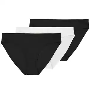 3 Damen Slips mit Rippstruktur SCHWARZ / WEISS
