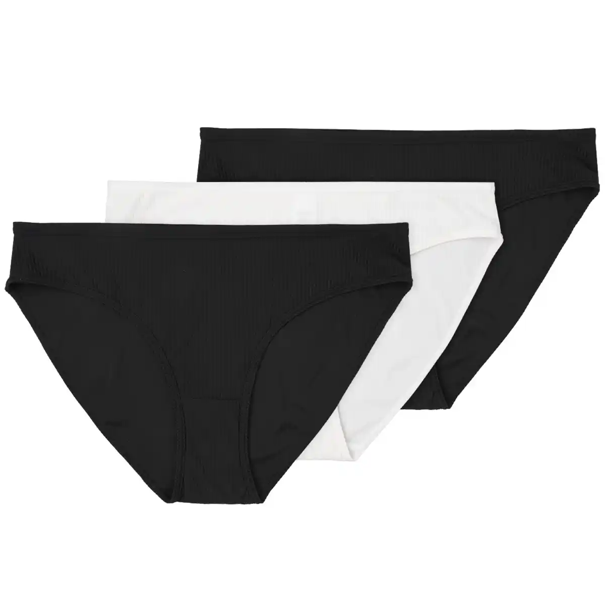 Bild 1 von 3 Damen Slips mit Rippstruktur SCHWARZ / WEISS