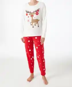 Fleece-Pyjama Weihnachten, Janina, 2-tlg. Set, offwhite