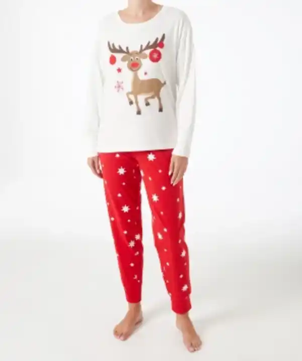 Bild 1 von Fleece-Pyjama Weihnachten, Janina, 2-tlg. Set, offwhite