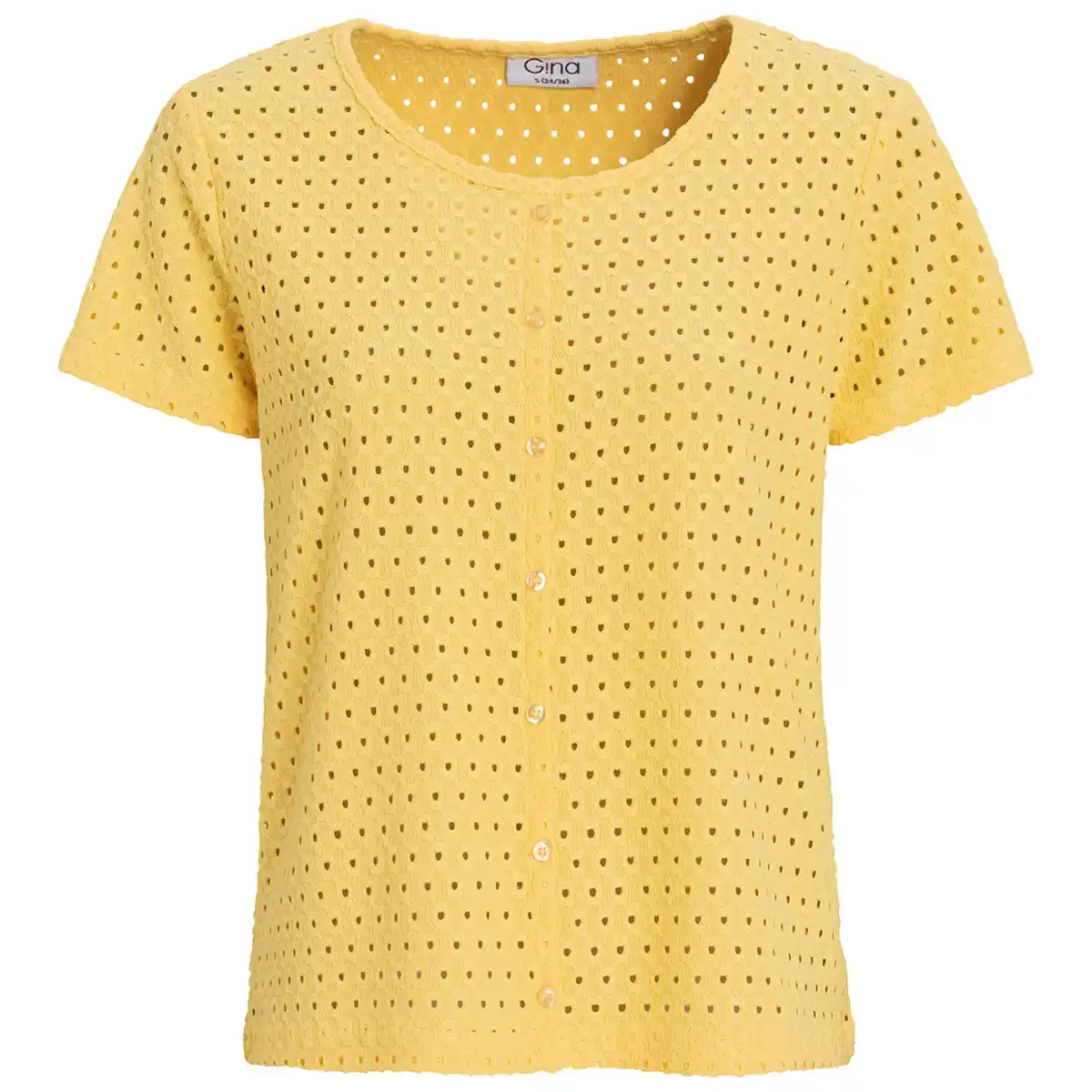 Bild 1 von Damen T-Shirt mit Lochstickerei GELB