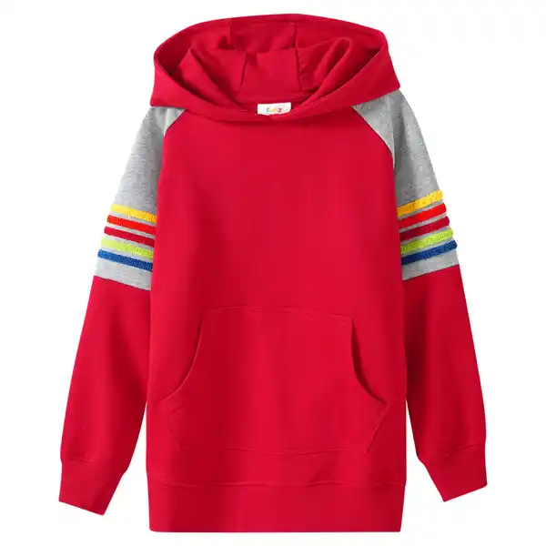 Bild 1 von Kinder Hoodie mit bunter Frottee-Applikation ROT