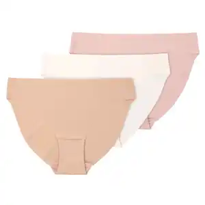 3 Damen Seamless-Slips im Set BEIGE / ROSA / WEISS