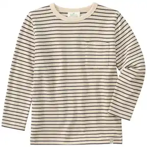 Jungen Langarmshirt mit Streifen DUNKELOLIV / CREME