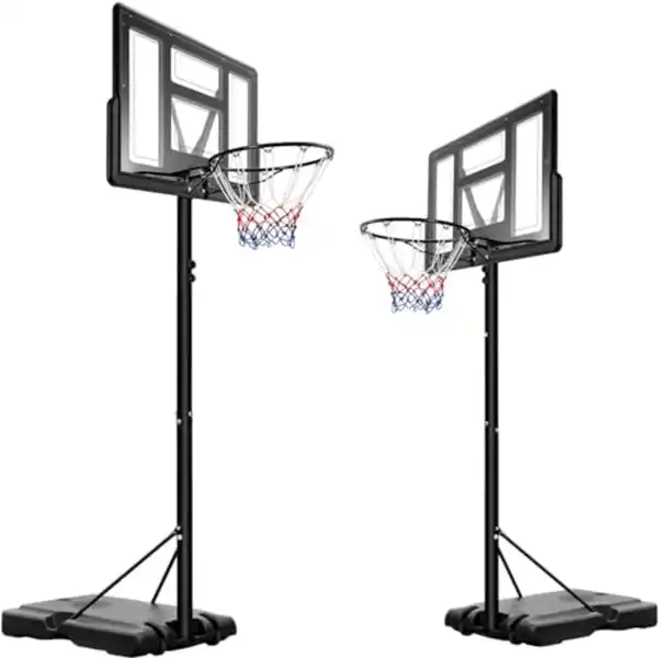 Bild 1 von Basketballkorb Outdoor, Verstellbare Korbhöhe von 230 bis 305 cm, Basketballständer mit 110x70cm Rückwand, für Kinder Jugendliche Erwachsene Verwendung in Hinterhöfen, Gärten, Garagen