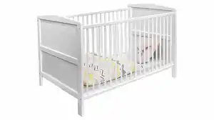 Kinderbett Babybett 70 x 140 cm weiß massive Kiefer - COSIMA