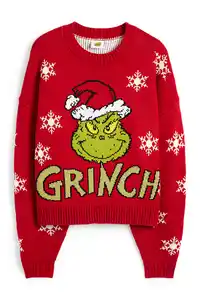 C&A Weihnachtspullover-Der Grinch, Rot, Größe: XS