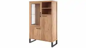 Highboard 1 Glastür Akazie massiv 88 cm - BENIKO