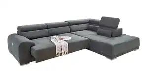 Ecksofa Wohnlandschaft XL 320 x 229 cm grau-blau - PADUA