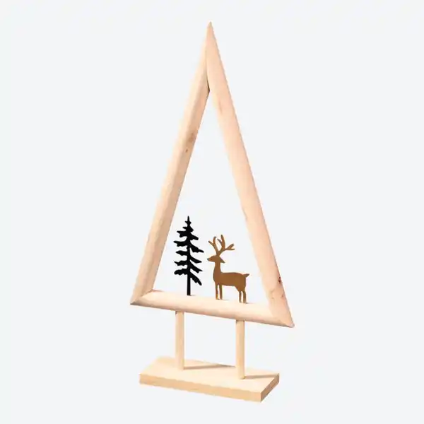 Bild 1 von Deko-Holzbaum mit Hirsch-Figur, ca. 19x6x39cm, Brown