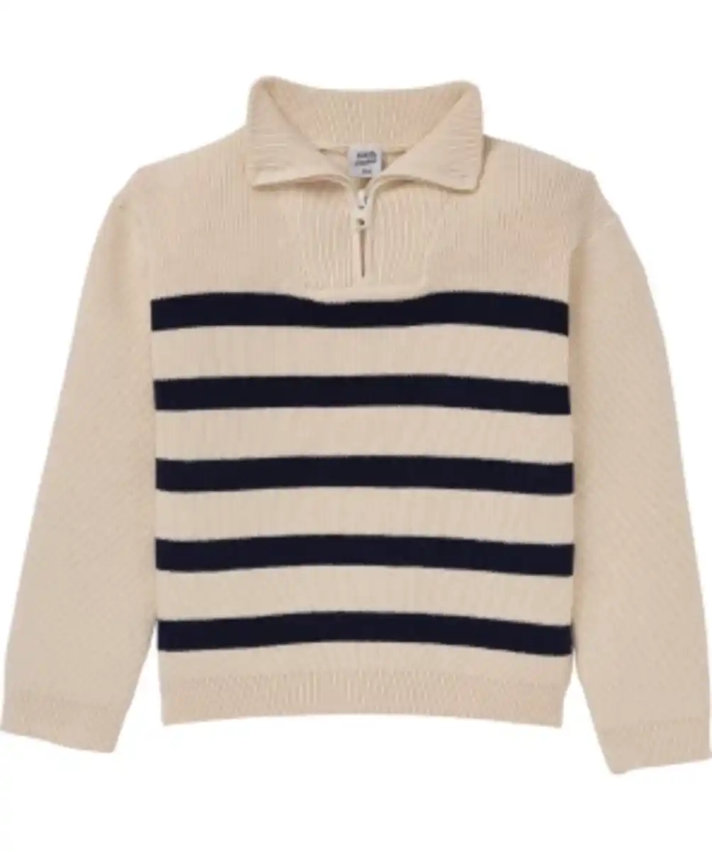 Bild 1 von Strickpullover mit Stehkragen, gerader Saum, offwhite