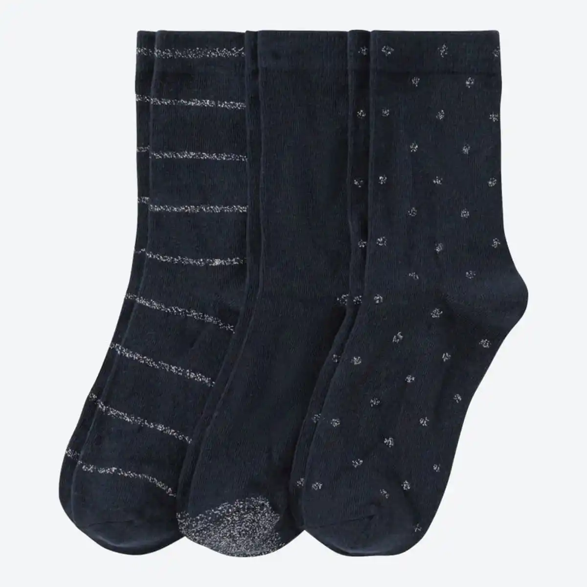 Bild 1 von Damen-Socken mit Glittereinsatz, 3er-Pack, Blue