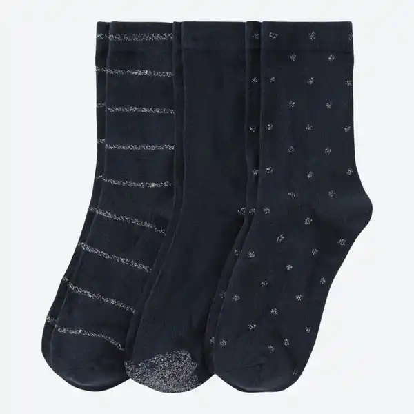 Bild 1 von Damen-Socken mit Glittereinsatz, 3er-Pack, Blue