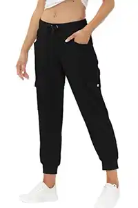 JINSHI Hosen Damen Cargohose Lange Capri Freizeithose Outdoor Jogginghose High Waist mit Kordelzug