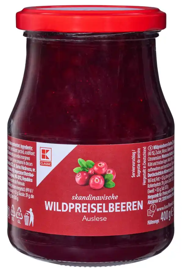 Bild 1 von K-CLASSIC Wildpreiselbeeren, 400-g-Glas