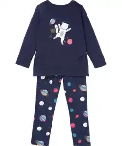 Pyjama mit Rüschen, verschiedene Designs, 2-tlg. Set, dunkelblau