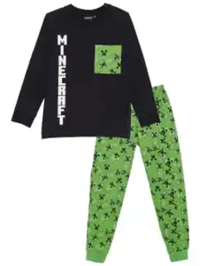 Minecraft Pyjama, verschiedene Designs, 2-tlg. Set, schwarz