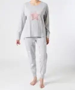 Pyjama mit Sternen, Janina, 2-tlg. Set, grau melange