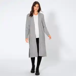 Damen-Strickjacke in Rippoptik, Gray