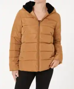 Hellbraune Steppjacke, Janina, Kapuze, hellbraun