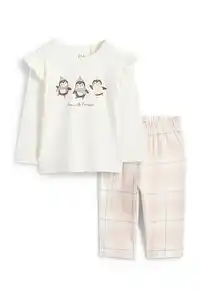 C&A Pinguin-Baby-Pyjama-2 teilig, Weiß, Größe: 62