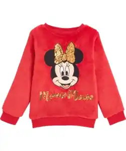 Minnie Mouse Fleecepullover, Pailletten, rot