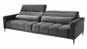 Big Sofa grau - Cordbezug - 280 cm - Nosagunterfederung - LOGAN