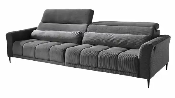 Bild 1 von Big Sofa grau - Cordbezug - 280 cm - Nosagunterfederung - LOGAN