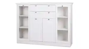 Highboard mit 2 Glastüren weiß 120 cm - LANDWOOD