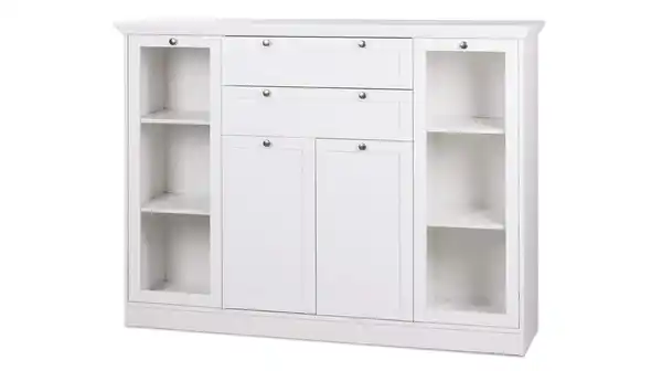 Bild 1 von Highboard mit 2 Glastüren weiß 120 cm - LANDWOOD