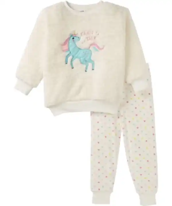 Bild 1 von Flauschiger Fleece-Pyjama, verschiedene Designs, 2-tlg. Set, offwhite