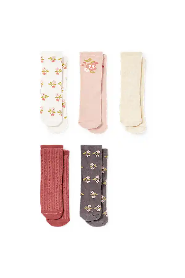 Bild 1 von C&A Multipack 5er-Blümchen-Baby-Socken mit Motiv, Rosa, Größe: 15-17