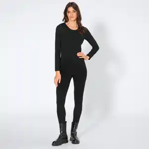 Damen-Leggings mit Teddy-Fleece, Black