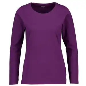 Damen T-Shirt Lange Ärmel Rundhals, Violett, 34