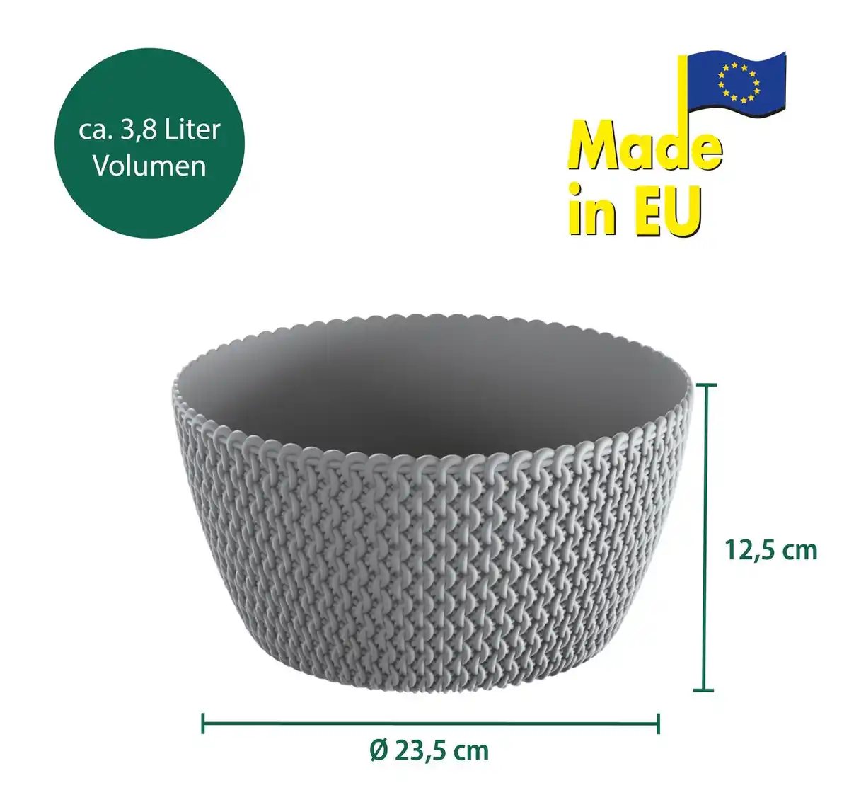 Bild 3 von Strickoptik-Blumentopf, Steingrau - 2er-Set