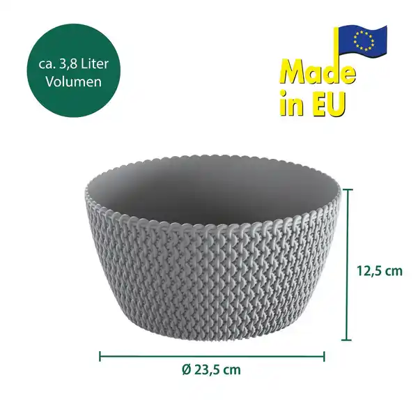 Bild 3 von Strickoptik-Blumentopf, Steingrau - 2er-Set