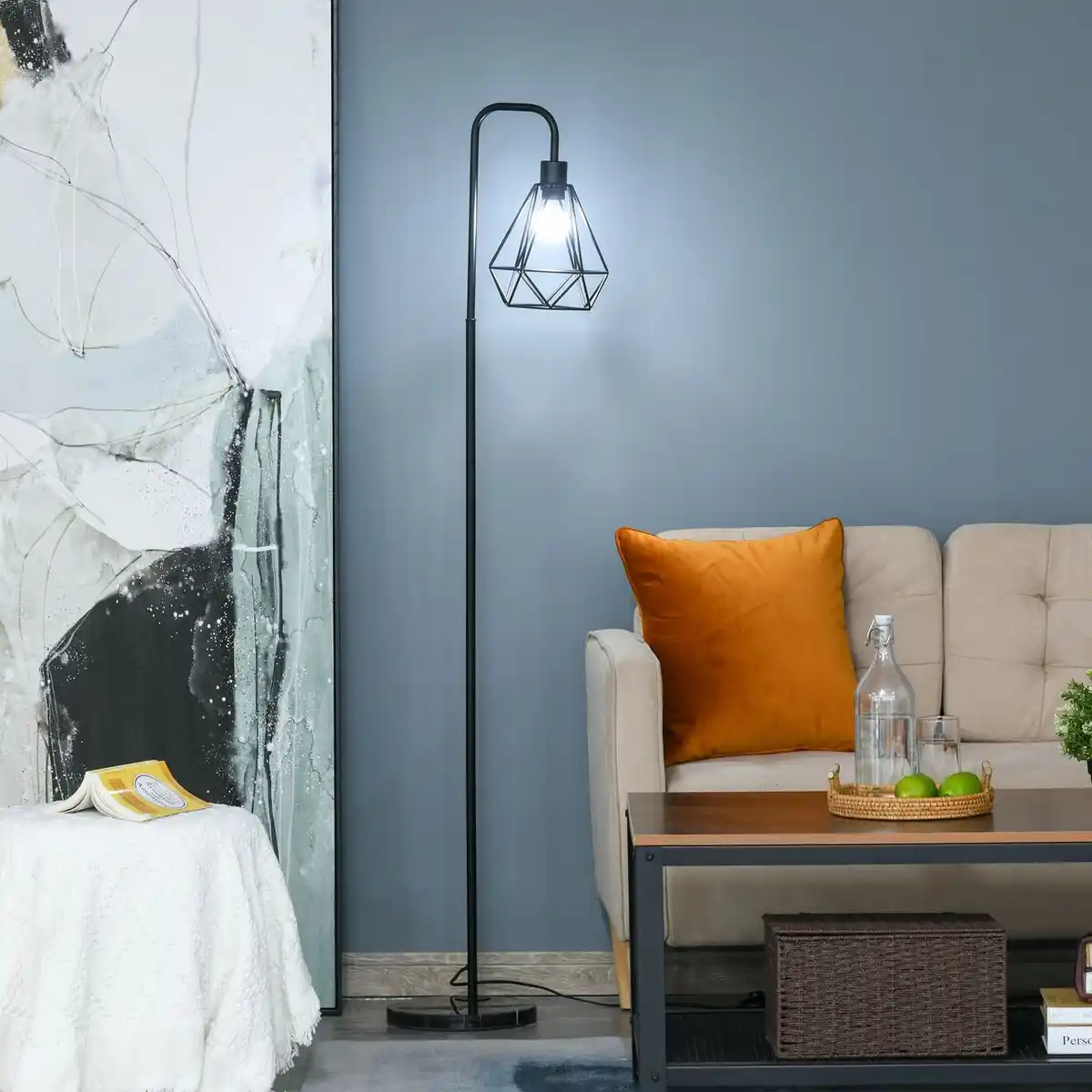 Bild 2 von Stehlampe Industriestil Standleuchte Stehleuchte Sockel E27 für Schlafzimmer Esszimmer Stahl Marmor