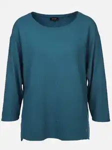 Damen Ottoman Shirt in Ripp-Optik Türkis