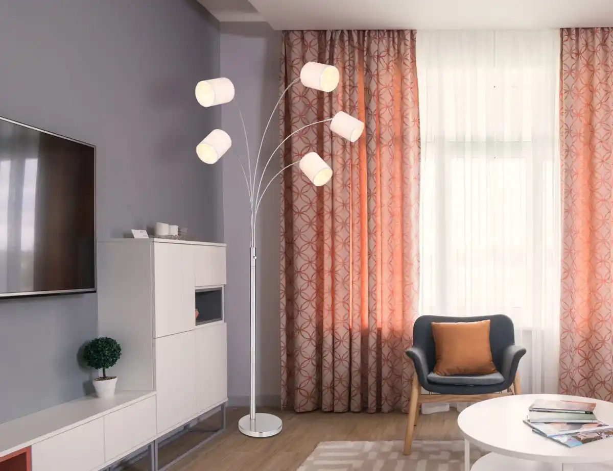 Bild 2 von Lighting - AVA - Stehleuchte Metall Nickel matt, 5x E14