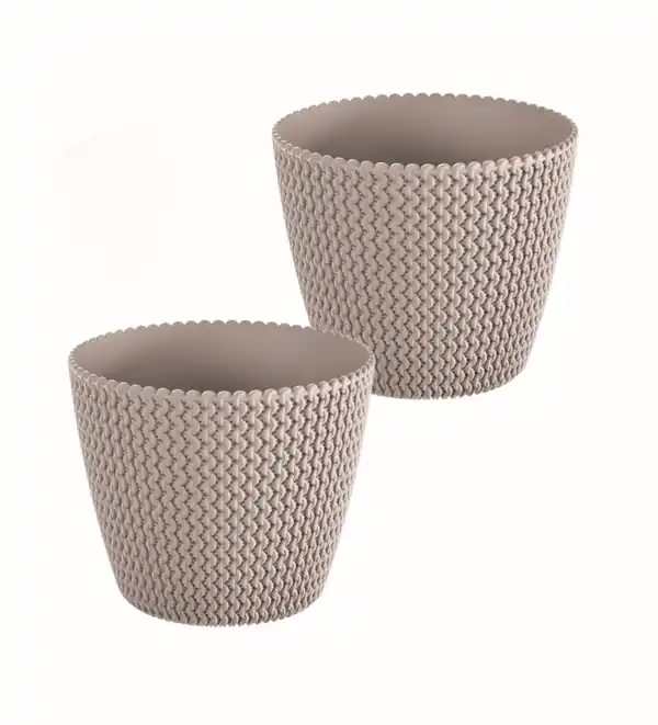 Bild 1 von Blumentopf in Strickoptik, ca. 5 Liter, Taupe - 2er Set