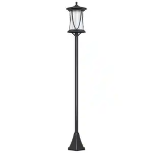 Solar Gartenlaterne 127 cm Gartenlampe mit Kaltweiß LED Licht Schwarz