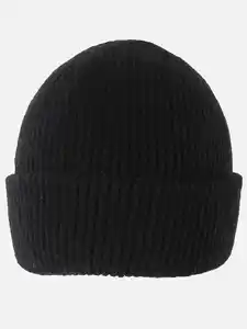 Damen Beanie mit Umschlag Schwarz