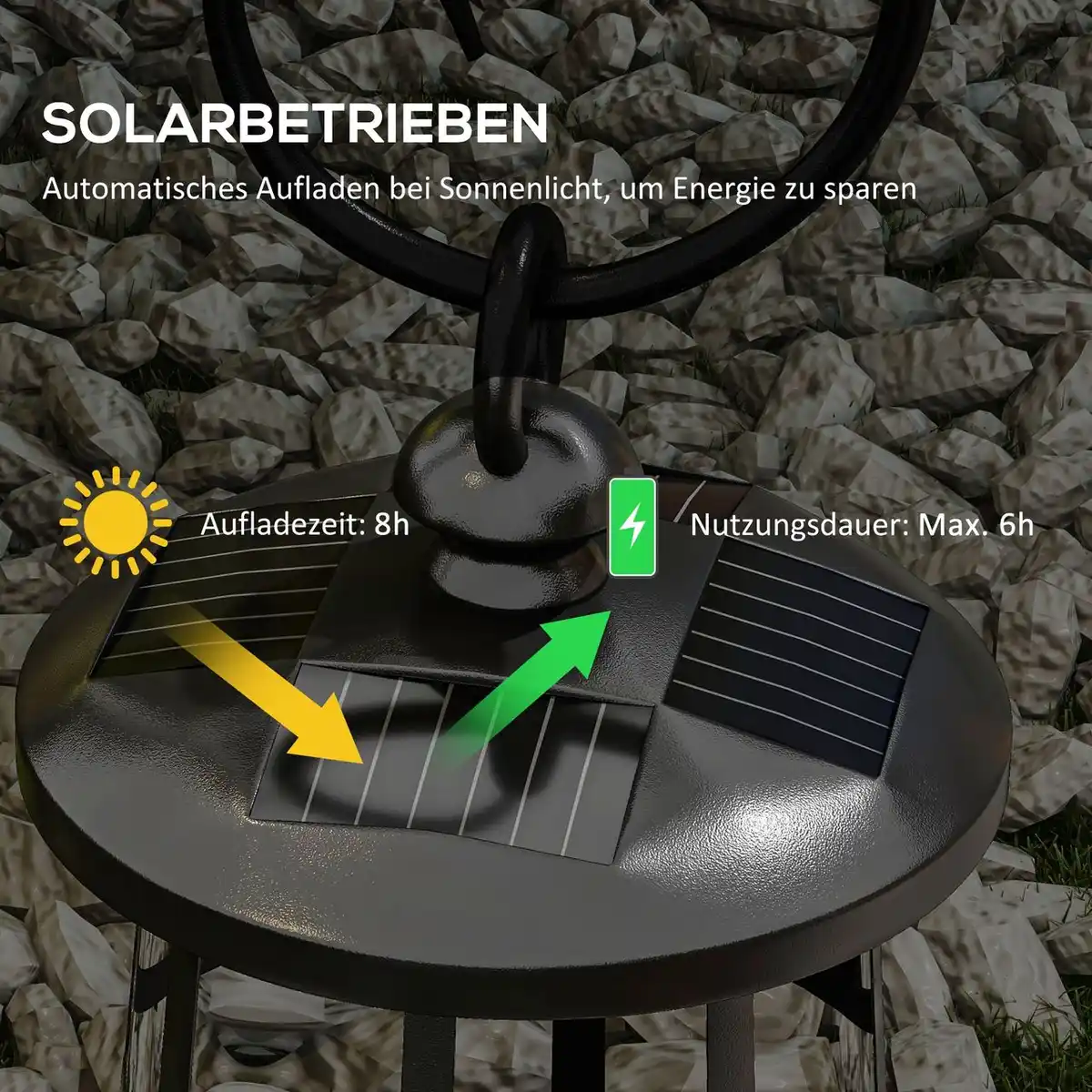 Bild 4 von Solar Gartenlaterne 122cm LED Gartenlampe mit Kaltweiß Licht für Außen