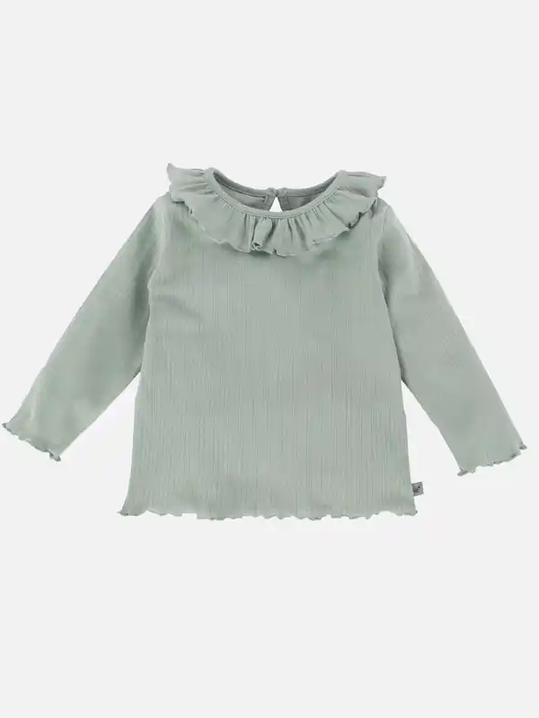 Bild 1 von Baby Mädchen Langarmshirt mit Rüschenkragen Salbei