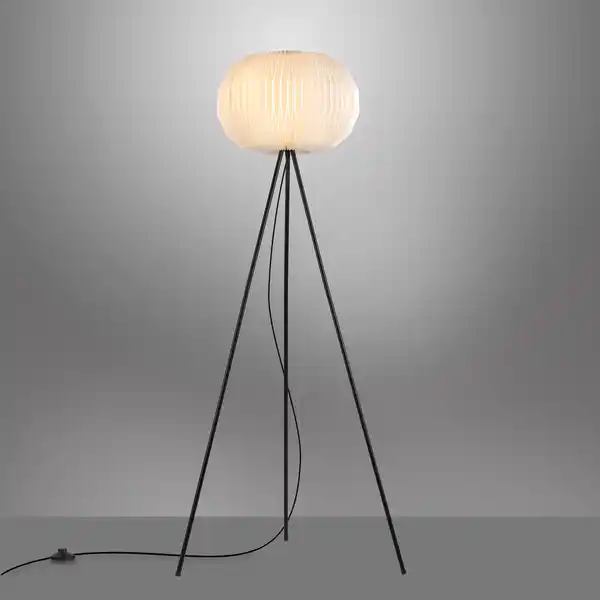 Bild 4 von LeuchtenDirekt, Stehleuchte 1-flammig, E27, Dreibein-Stativ, Lamellenschirm, Ø45cm, weiß PAPEL