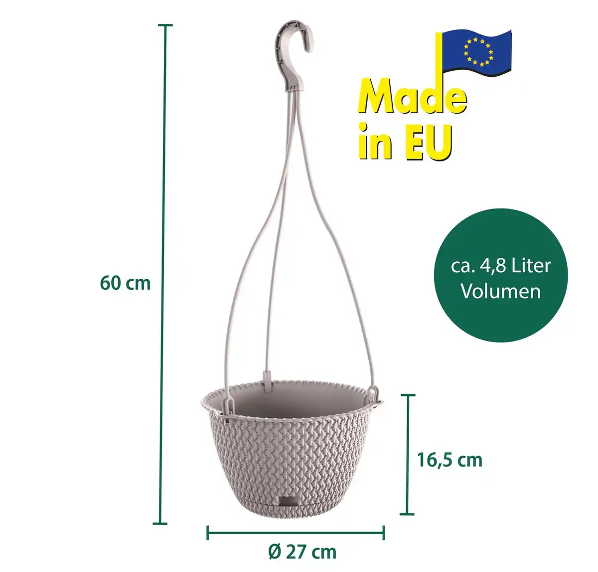 Bild 2 von Strickoptik-Hängetopf - Mocca