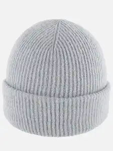 Damen Beanie mit Umschlag Grau